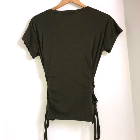 Charlotte Russe Hunter Army Green Lace Up Crop Top - Picture 4 of 11